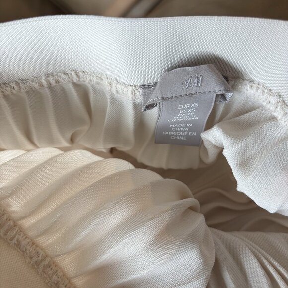 H&M Women’s Pleated Midi Skirt Beige Semi Sheer Size XS Preppy Capsule Neutrals - Picture 12 of 14